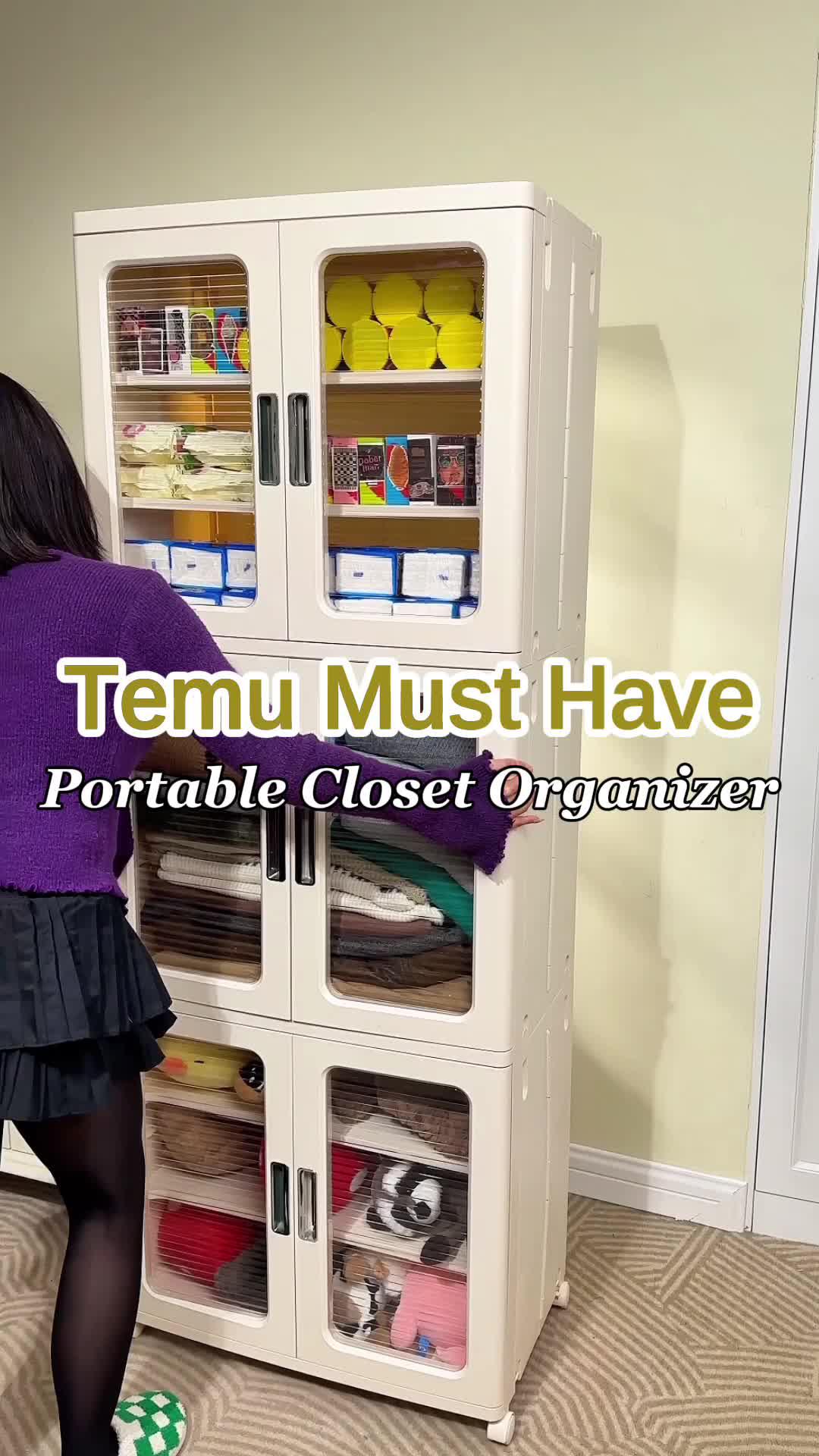 Awesome foldable storage cabinet🤩 Up to 30% off now! #fyp #fypage #homegadgets #homefinds #fypシ゚viral #fouyou #organizer #temu