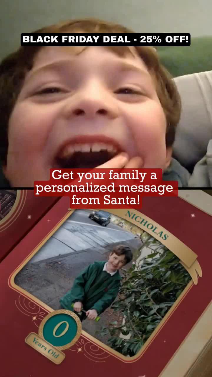 25% off Black Friday deal - get access now to 100+ personalized messages from Santa!
