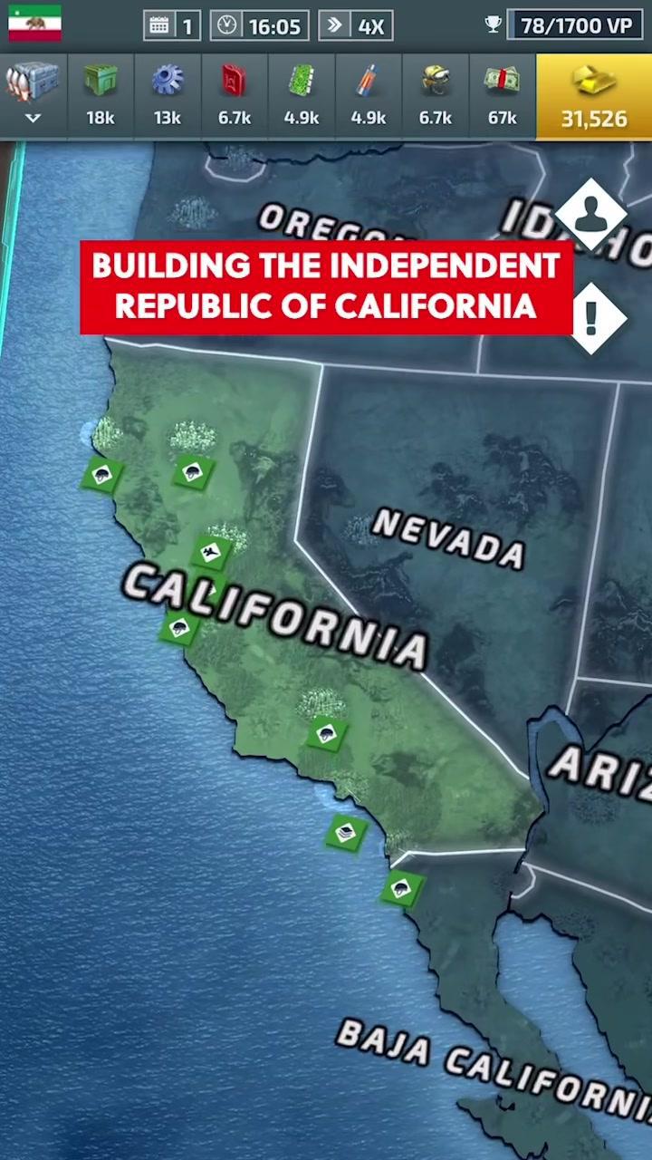 Can California survive on its own? #conflictofnations #conflictofnationsww3 #strategygames #4thofjuly