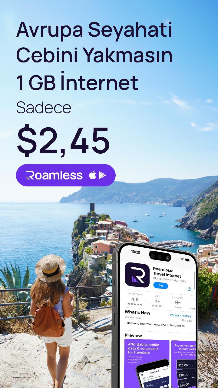 Seyahat eSIM'i Roamless hemen ücretsiz deneyin. İnternet planları olmadan harcadığınız kadar ödeyin.