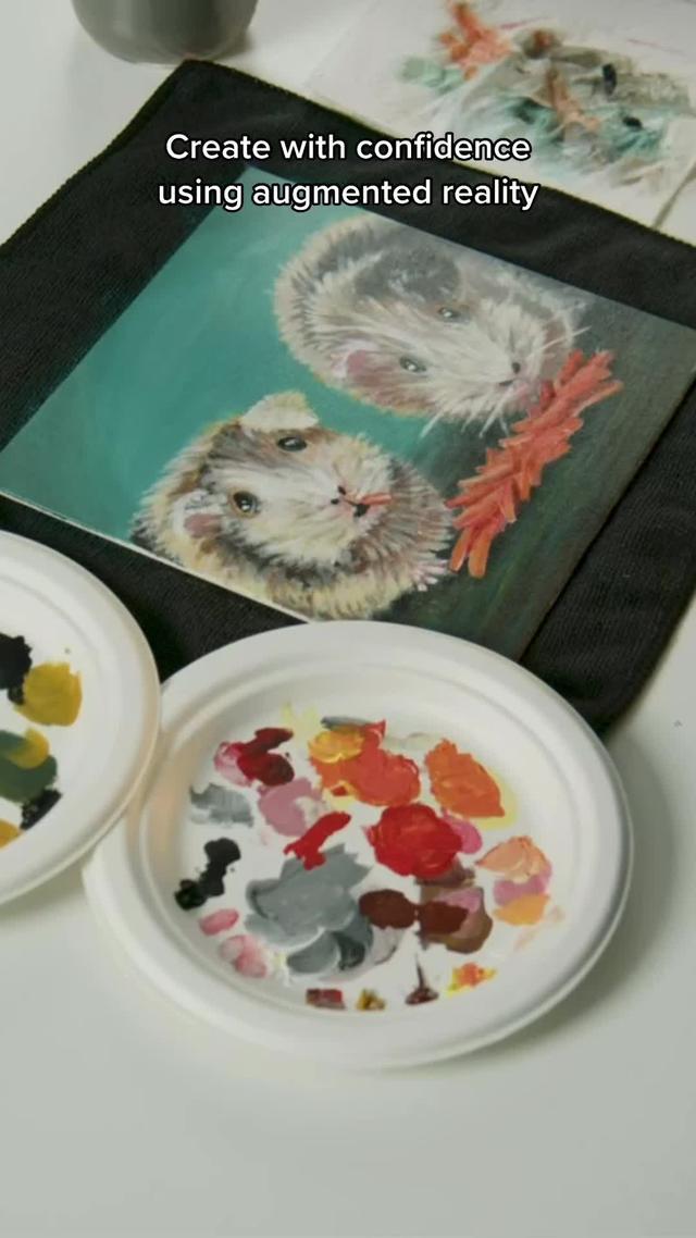 Cupixel - turning your camera roll into an art gallery, one artist-led experience at a time!   #app #artapp #paintingtutorial #petportrait #guineapigs #acrylicpainting #augmentedreality 