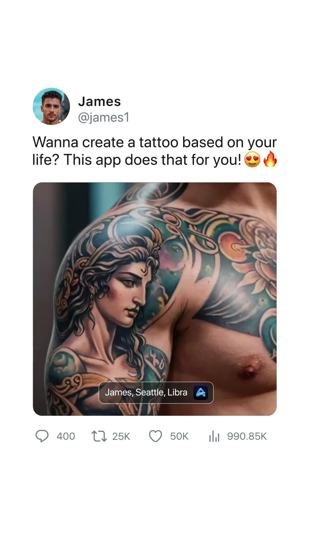 Get custom designed tattoo in a few seconds!