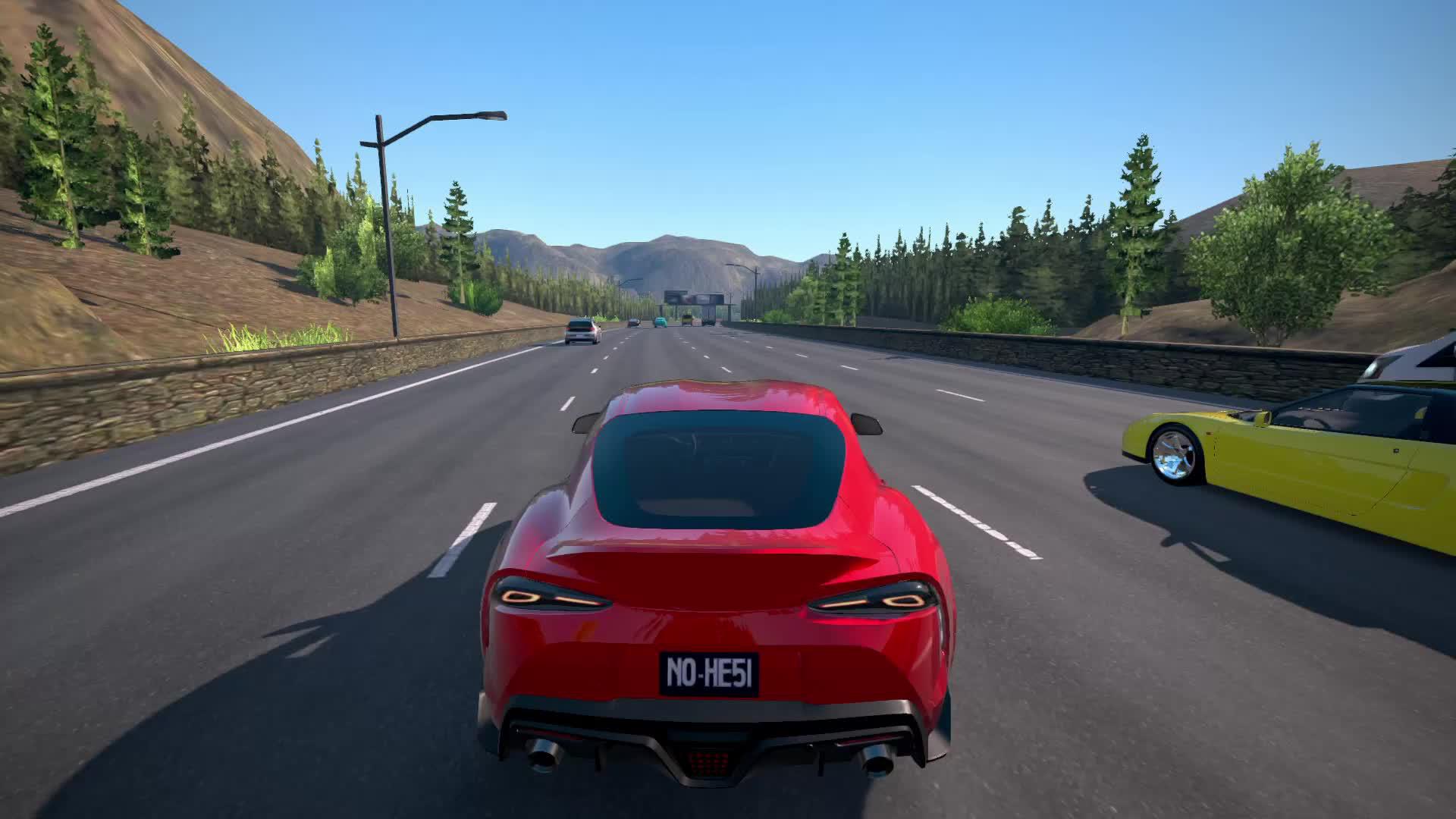 Swerve through traffic in highway battles with other racers.