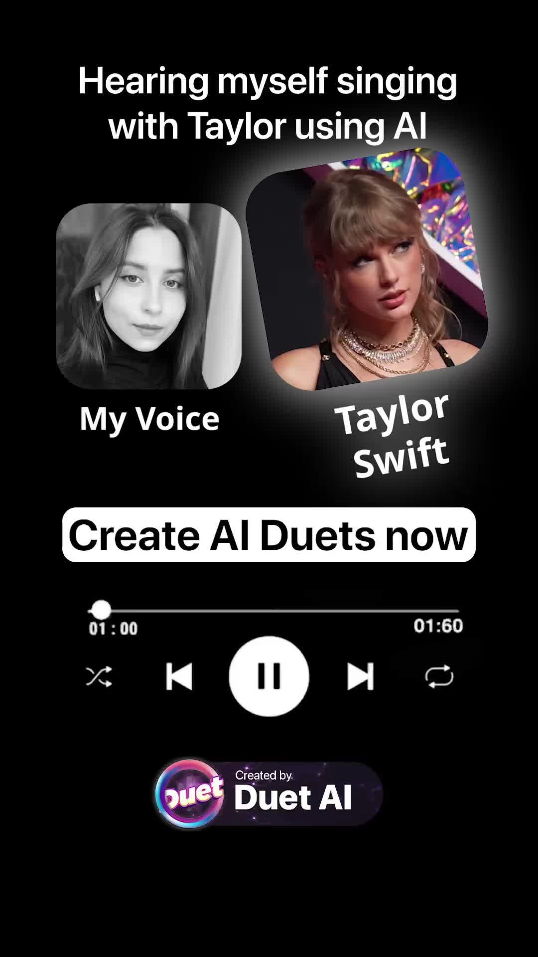Create Ai Duets with your favorite artists now!