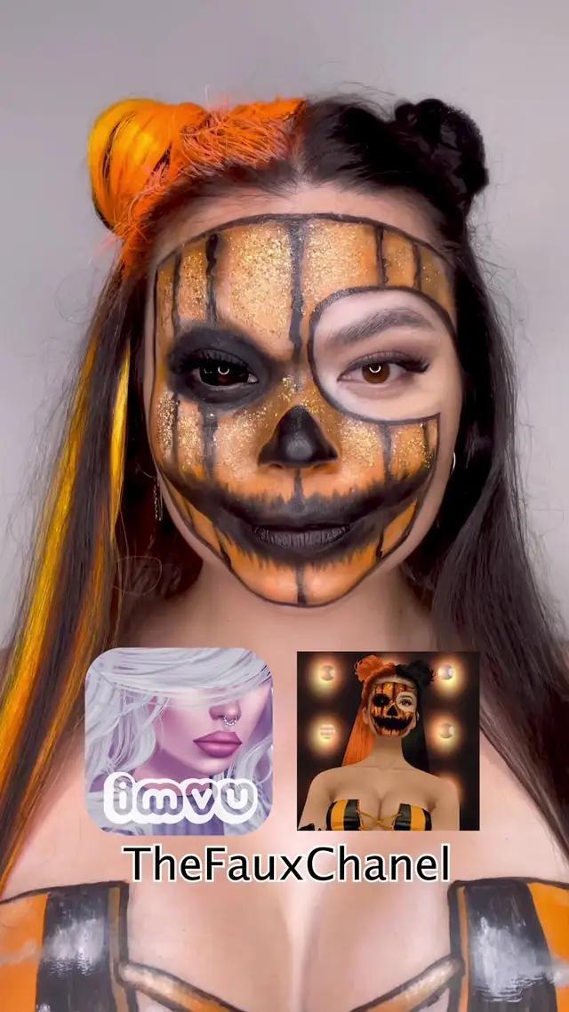 #AD Pumpkin Queen Makeup inspired by my @IMVU avatar! 🎃 Download IMVU for FREE, find me in the app @TheFauxChanel and follow me! link in Bio! #IMVU 