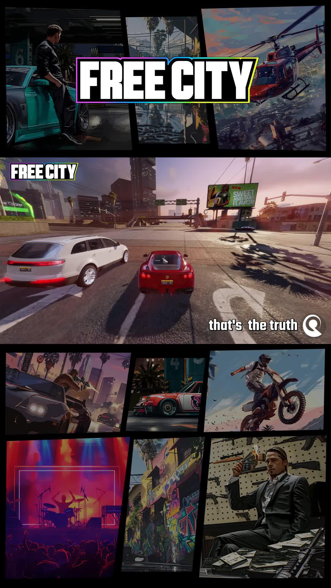 看！作夥走啦！麻吉就是一起在 Free City裡鬧！