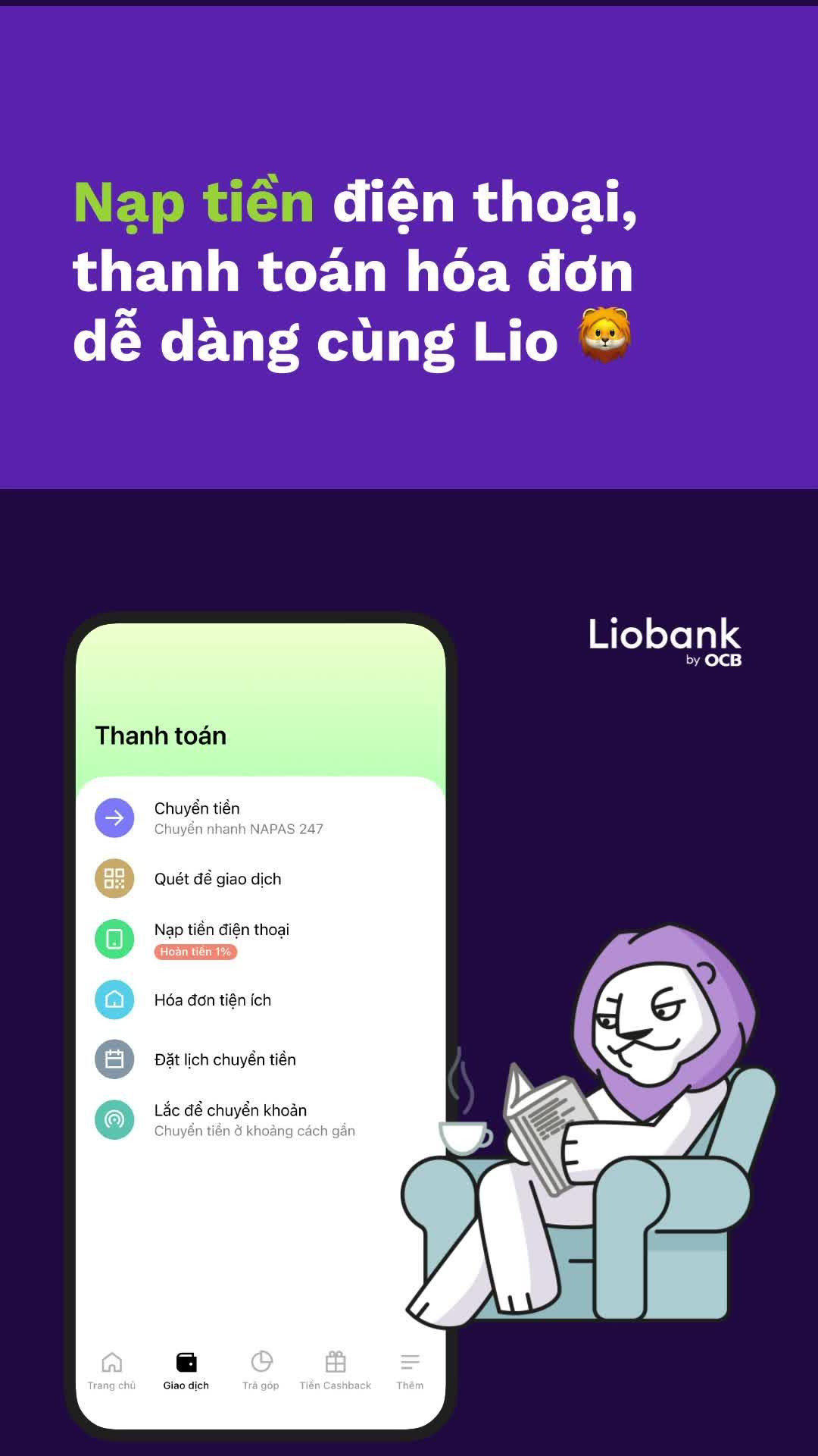 Thanh toán đơn giản cùng Lio