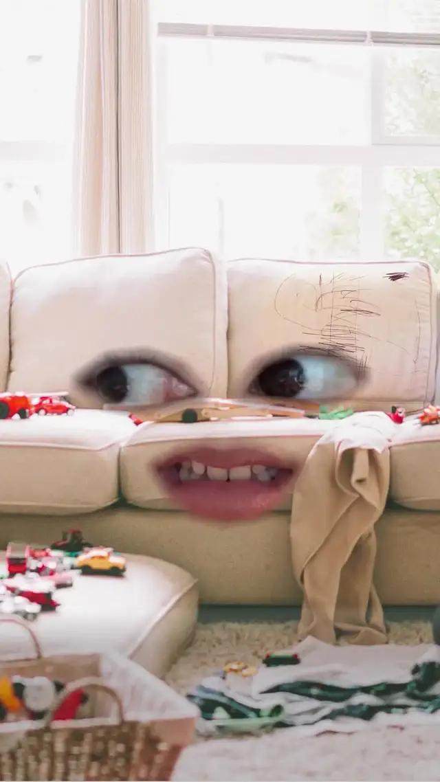 Couches get lonely when you go to the supermarket. 