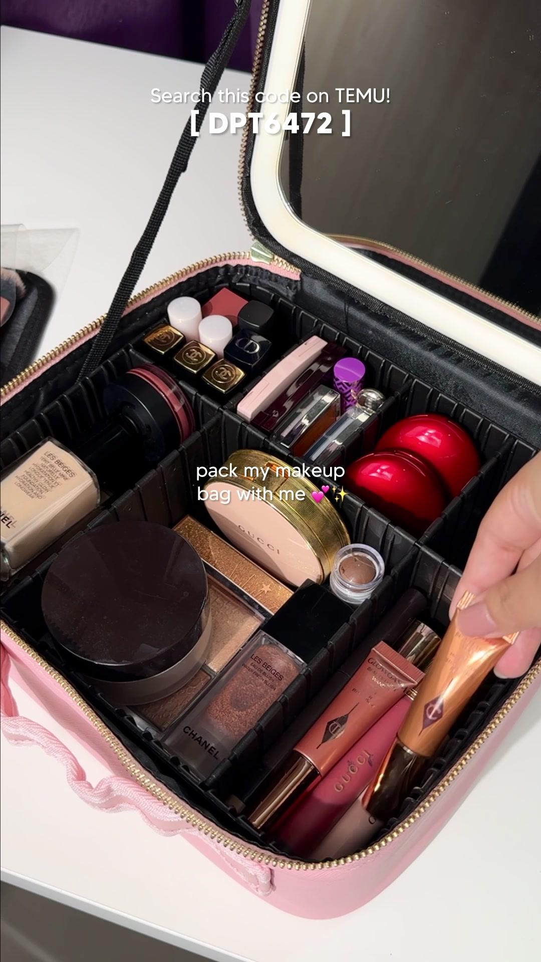 In love with my new makeup bag 😍🩷 gonna bring this everywhere cause it can fit all my makeup, plus it has an led mirror!  Check out my new products from @Temu @Temu MY  Search 🔍 [dpt6472] on Temu App to shop all my picks 🫶🏻 Free Shipping & Free Returns Now. RM500 Coupon Bundle for new app users only! ✨ #temufinds #temugoodgets #temufasion #temu #temumalaysia #temu #temumusthave #makeupbag #packmymakeup #packing #packwithme #packmymakeupwithme