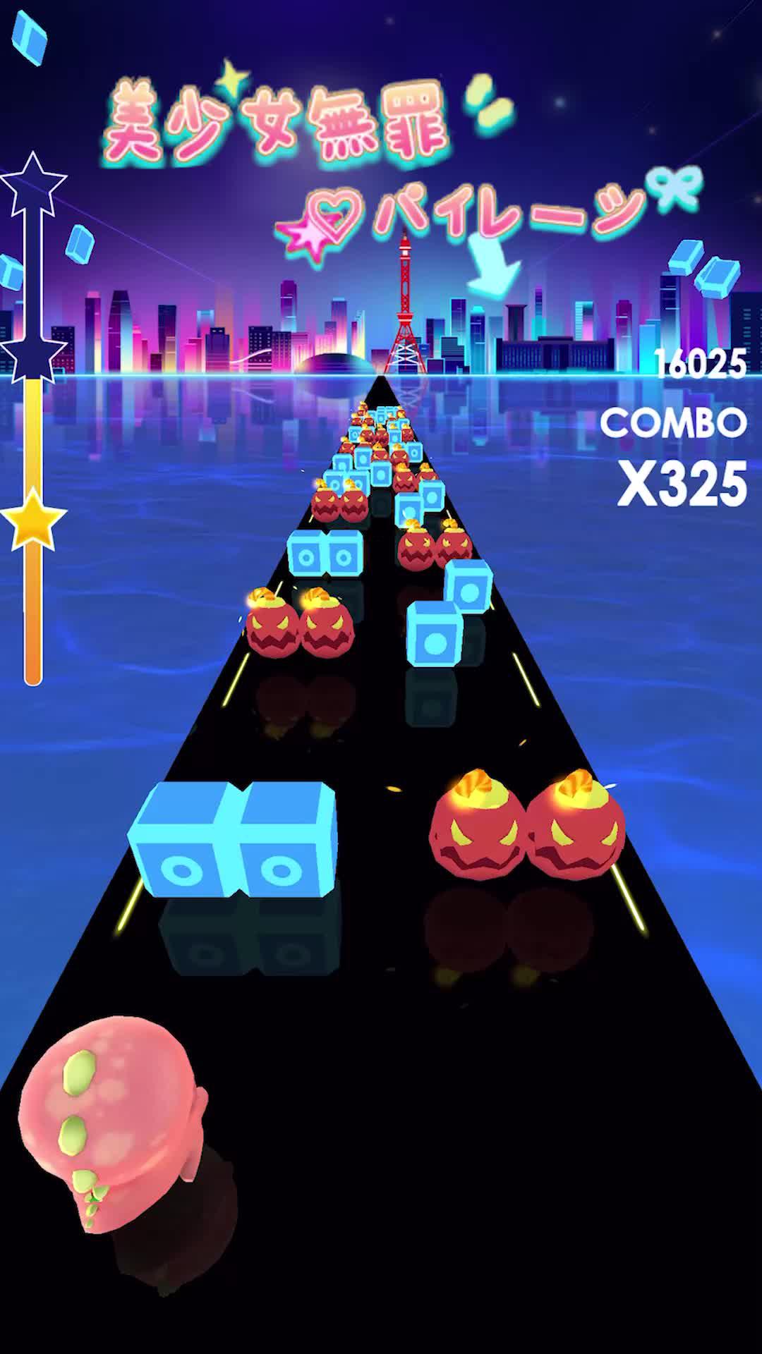 リズムに合わせてブロックをヒットし、走ろう！