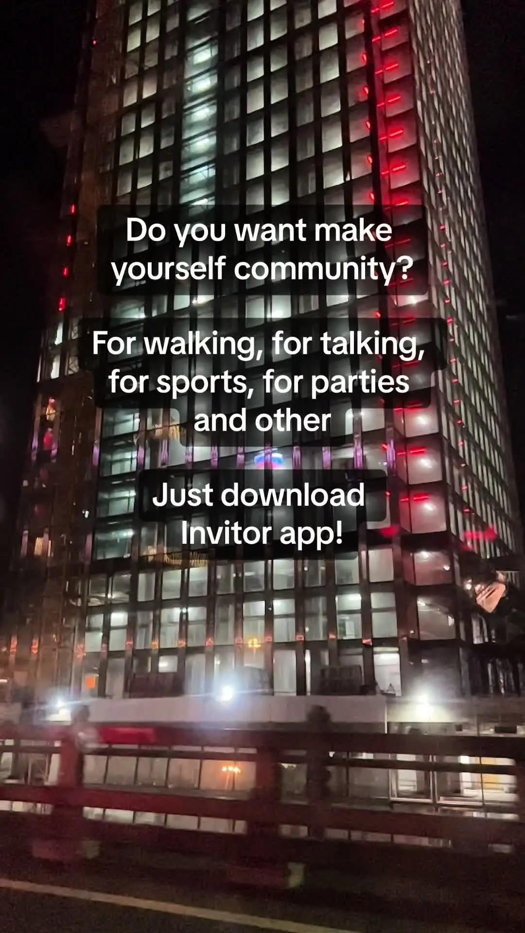 Do you want make yourself community? For walking, for talking, for sports, for parties and other Just download Invitor app!