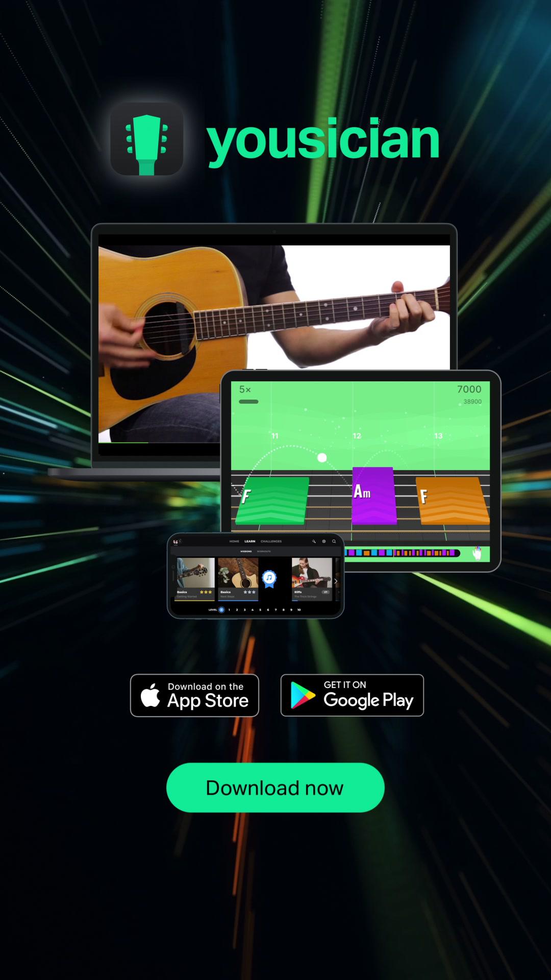 Learn to play guitar with Yousician. Get the app today!