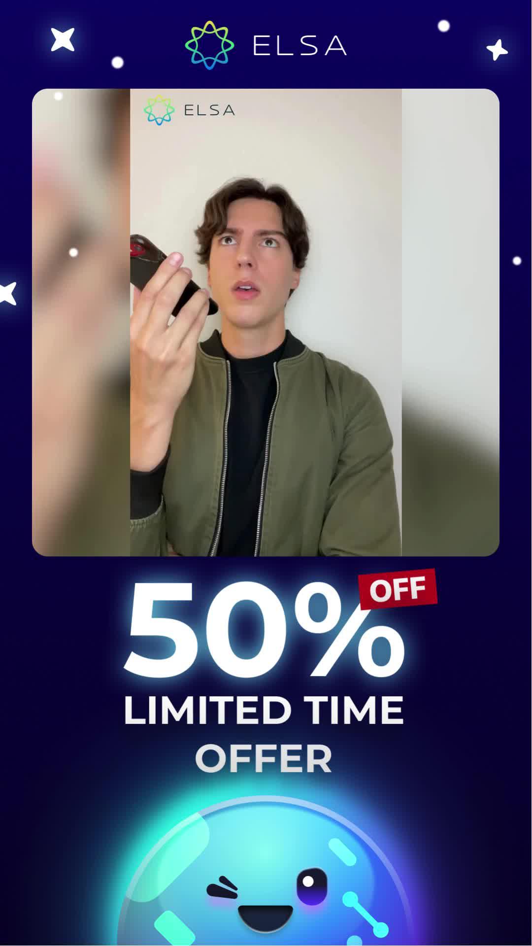 Speak English with confidence! Try ELSA Speak and enjoy a 50% off limited time discount.