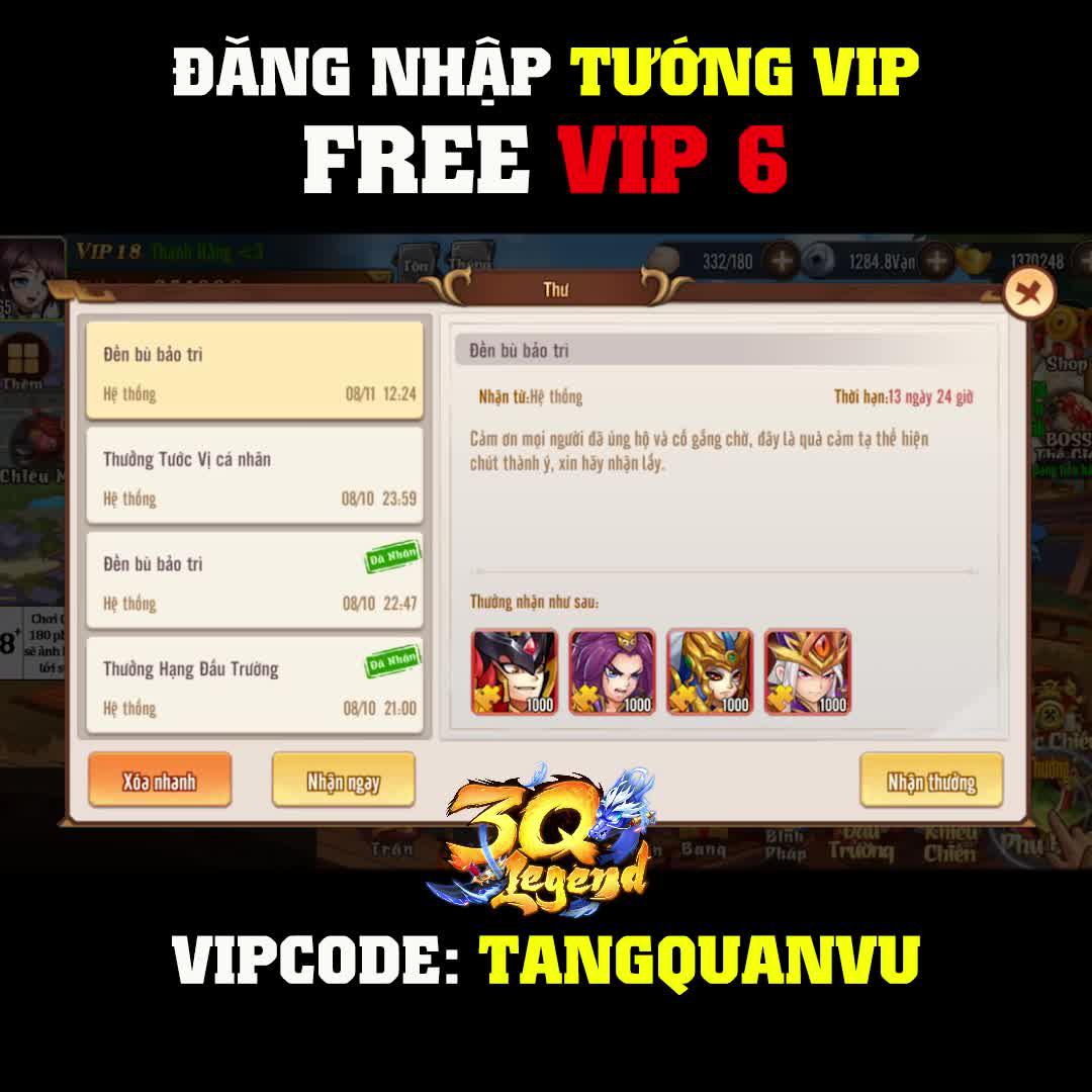 Nhập giftcode đua top: FREEVIP6