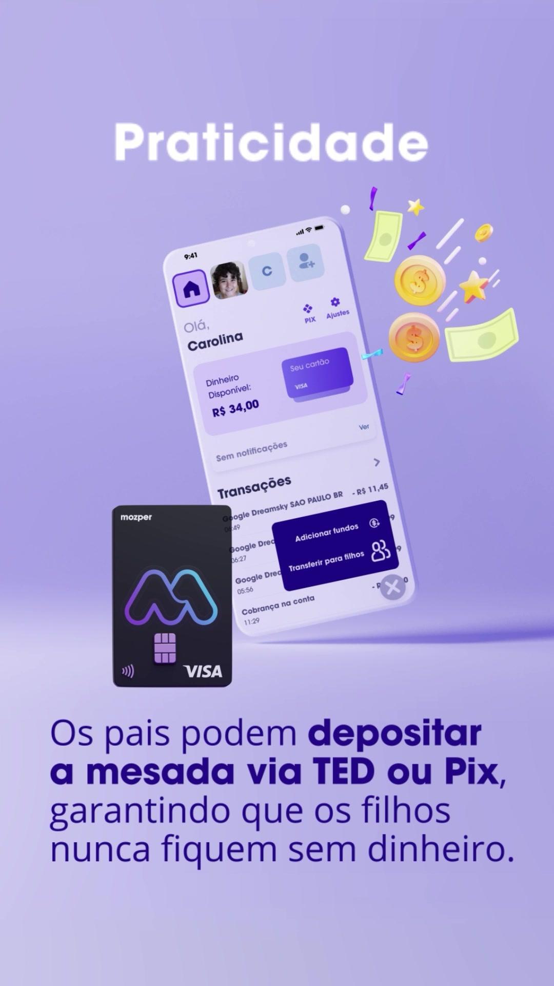 Mesada automática é na Mozper 😎 #mozper #cartaodecredito #mesada #livreparaser #ganhardinheiro
