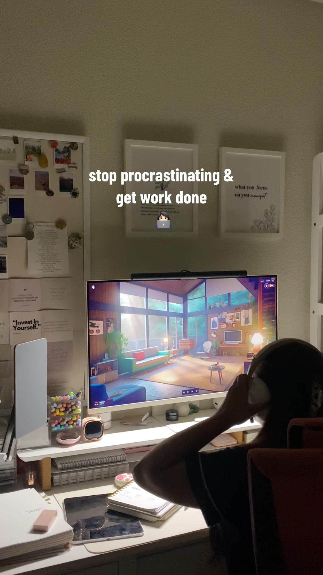 This is your sign to stop procrastinating & get work done 👩🏻‍💻 #desksetup #studytok #studysetup #wfhsetup #samsungm8 #monitorsetup #studyaesthetic #studymotivation #notespace #notespaceapp #fypシ