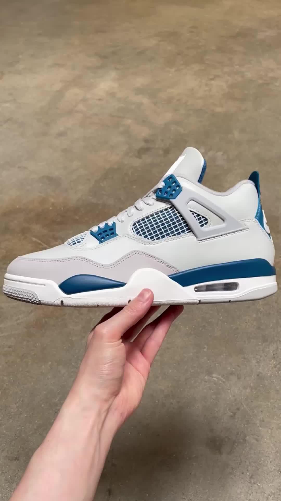 Original Air is back. The Air Jordan 4 Retro ‘Military Blue’ returns with Nike Air branding for the first time since 1989 🔵⚪️ Shop now, only on the #goatapp