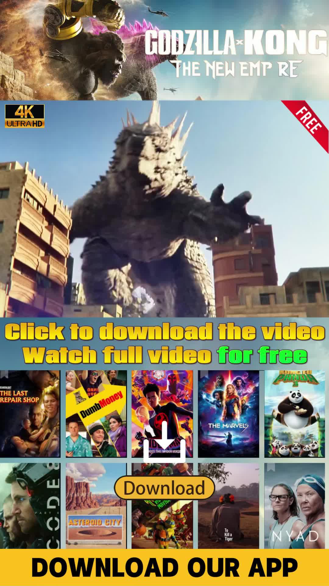 Click to watch hit theater blockbusters such as "Godzilla x Kong: A New Empire" for free today!
