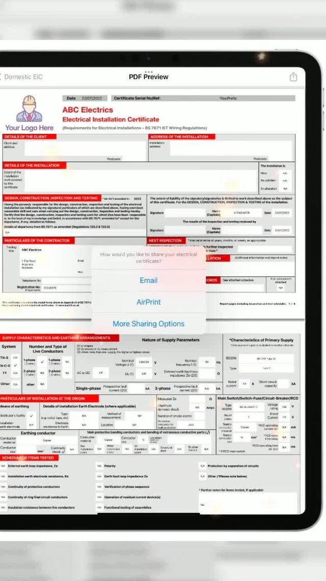 BS7671 Electrical Certification. Works offline on your iPhone, IPad and Mac with Apple Silicone 