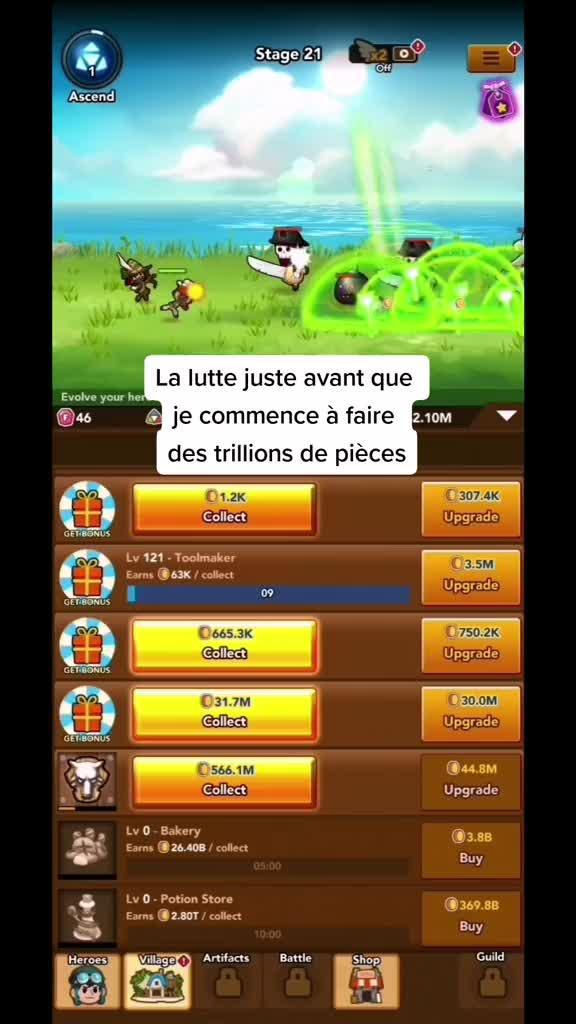 Niveau vers le haut pendant AFK