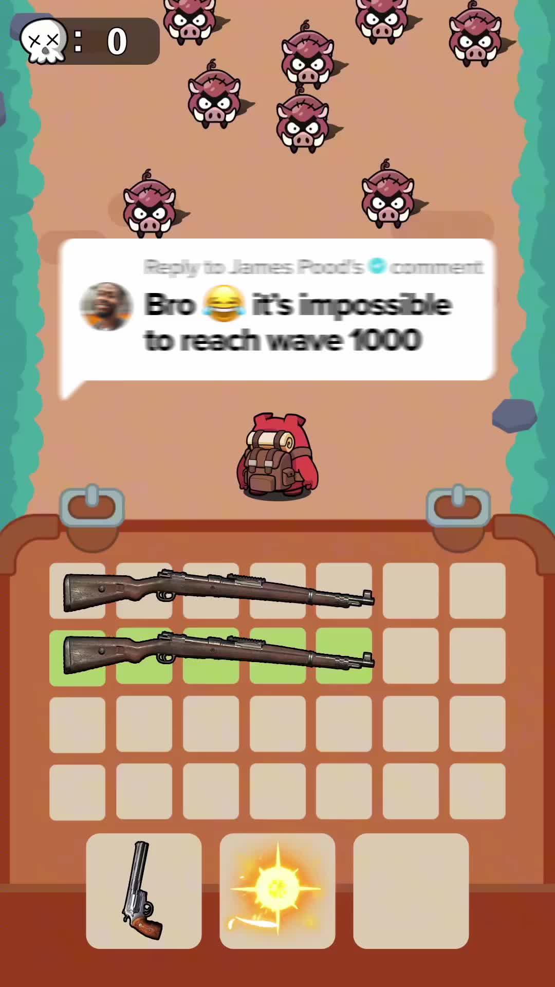 Collect powerful weapons and lead your piggy to victory!