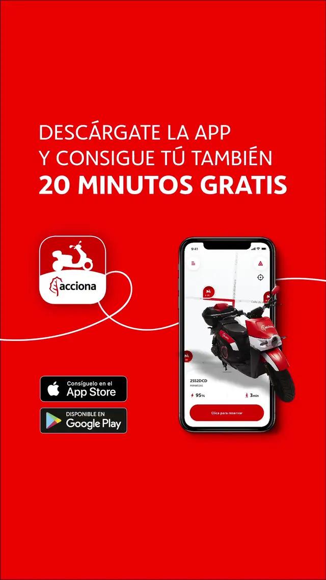 20 minutos para moverte sin emisiones, atascos, ni complicaciones. Descarga la app y consíguelos.