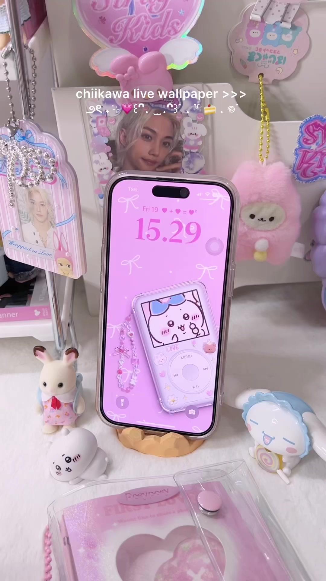 🍡 chiikawa live wallpaper >>> (˶ˆᗜˆ˵)🎀 app: mico - widget & wallpaper @mico_widget  #chiikawa #iphone15 #widget #pinkphone #wallpaper