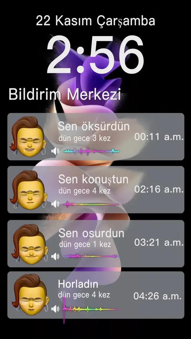 Uykunuzu kaydedin! Uyku Apnesi, diş gıcırdatma veya gece konuşmayı izleyin.