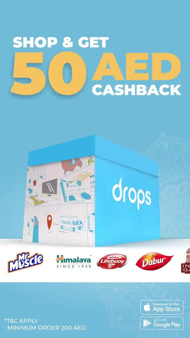Get 50 AED Cashback when you order from Drops! Download the App now!