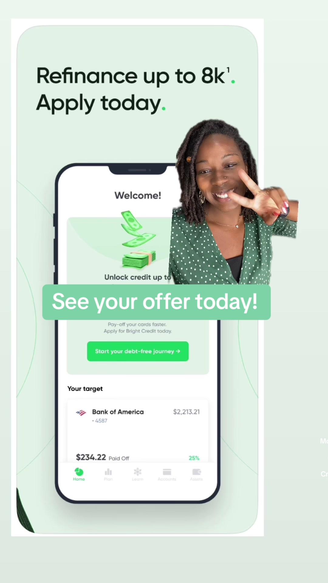 Looking to pay off your credit card? PROBLEM SOLVED!  Bright Credit allows you to refinance high interest, credit card debt at one monthly rate. Bonus: there’s no impact on your credit score to check your rates. See your offer today!  ##brightmoney##brightcredit##personalfinance##credit##creditcard##moneytok##ad