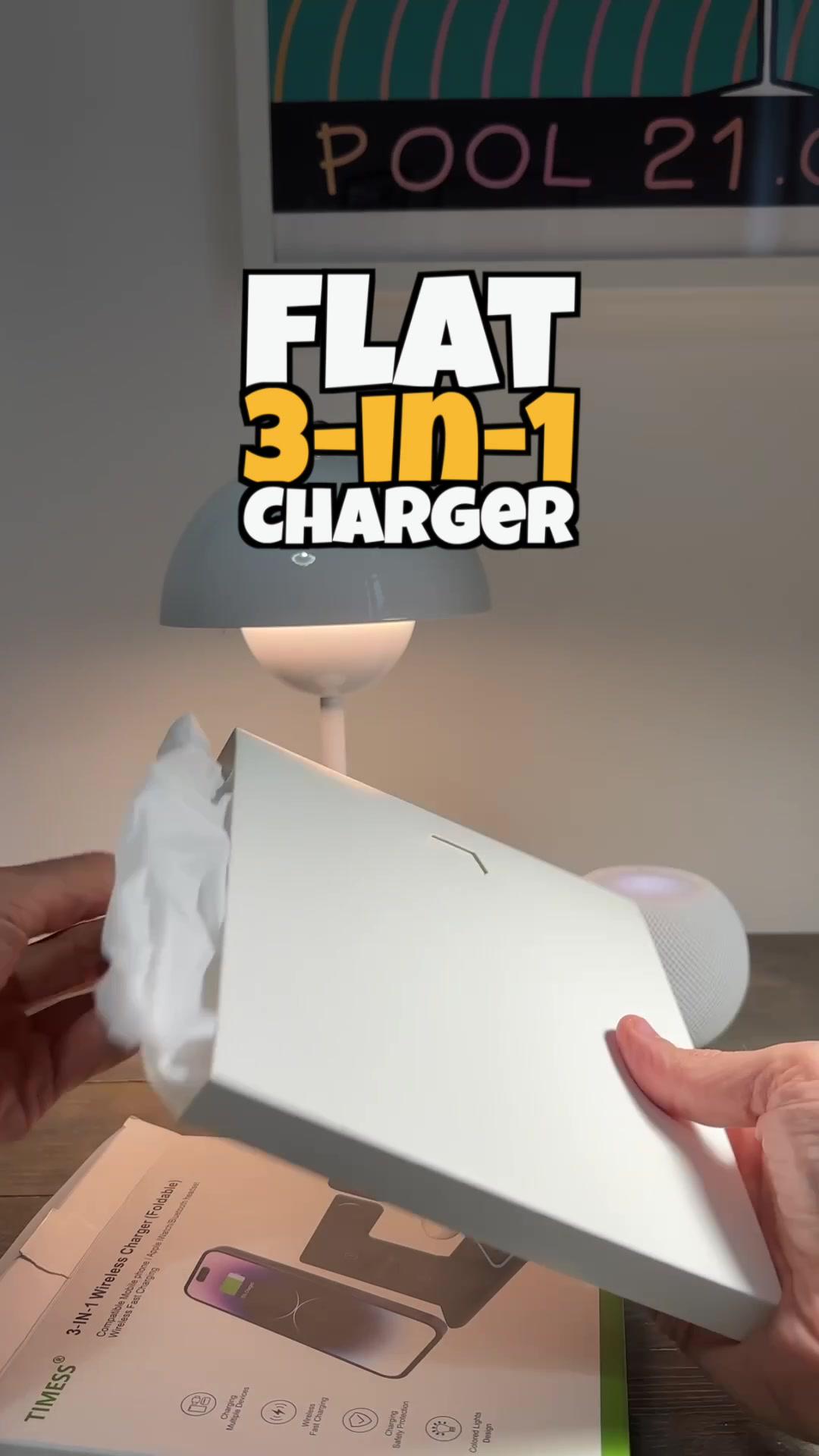 Flat 3-in-1 charger: Save up to 90% for new users with code: dpw5482 🔥 #temu #wishlist #techreview #charger #magsafe #iphone #applewatch #temuuk