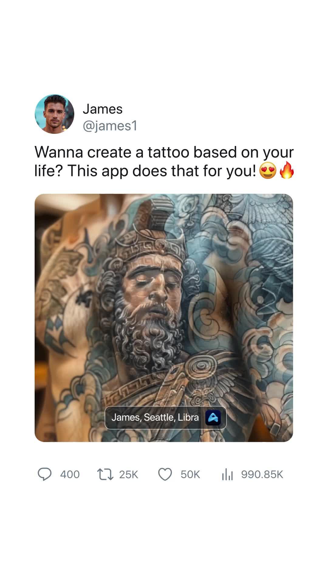 Get custom designed tattoo in a few seconds!