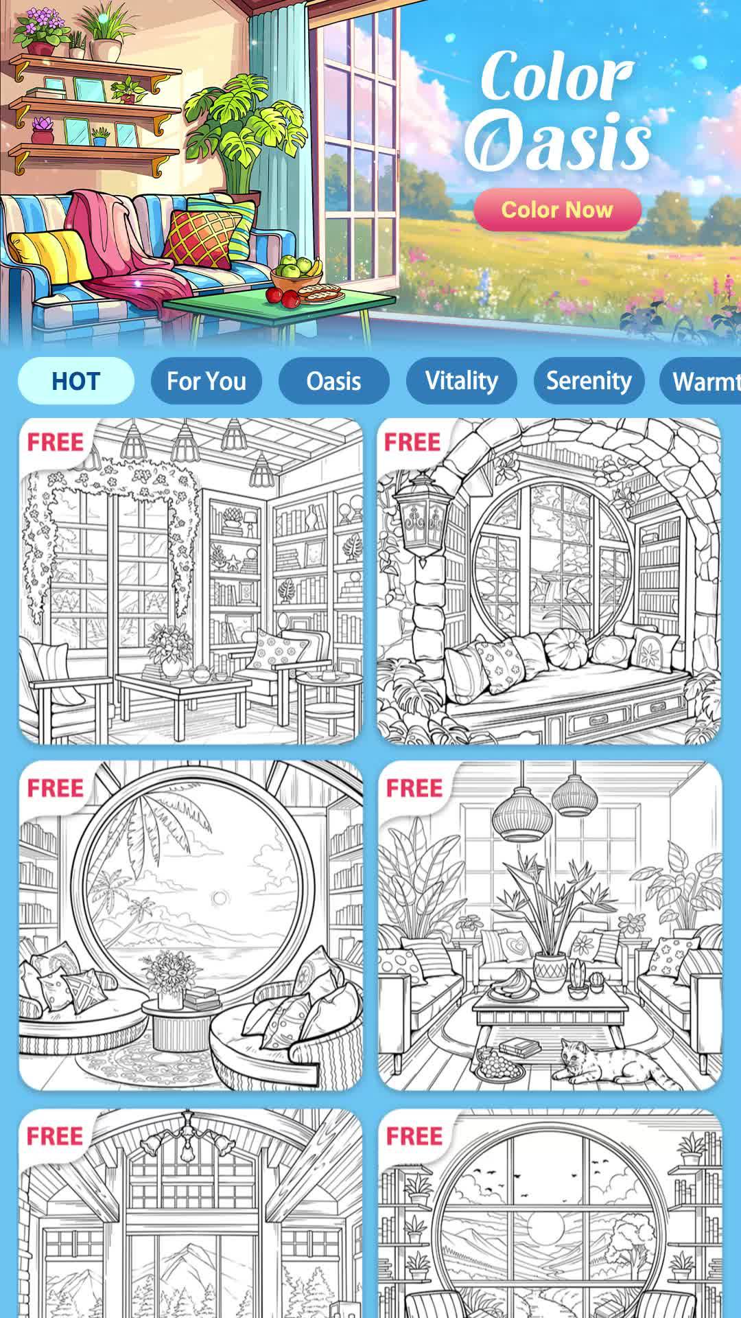 Free coloring game, calm and relax your brain