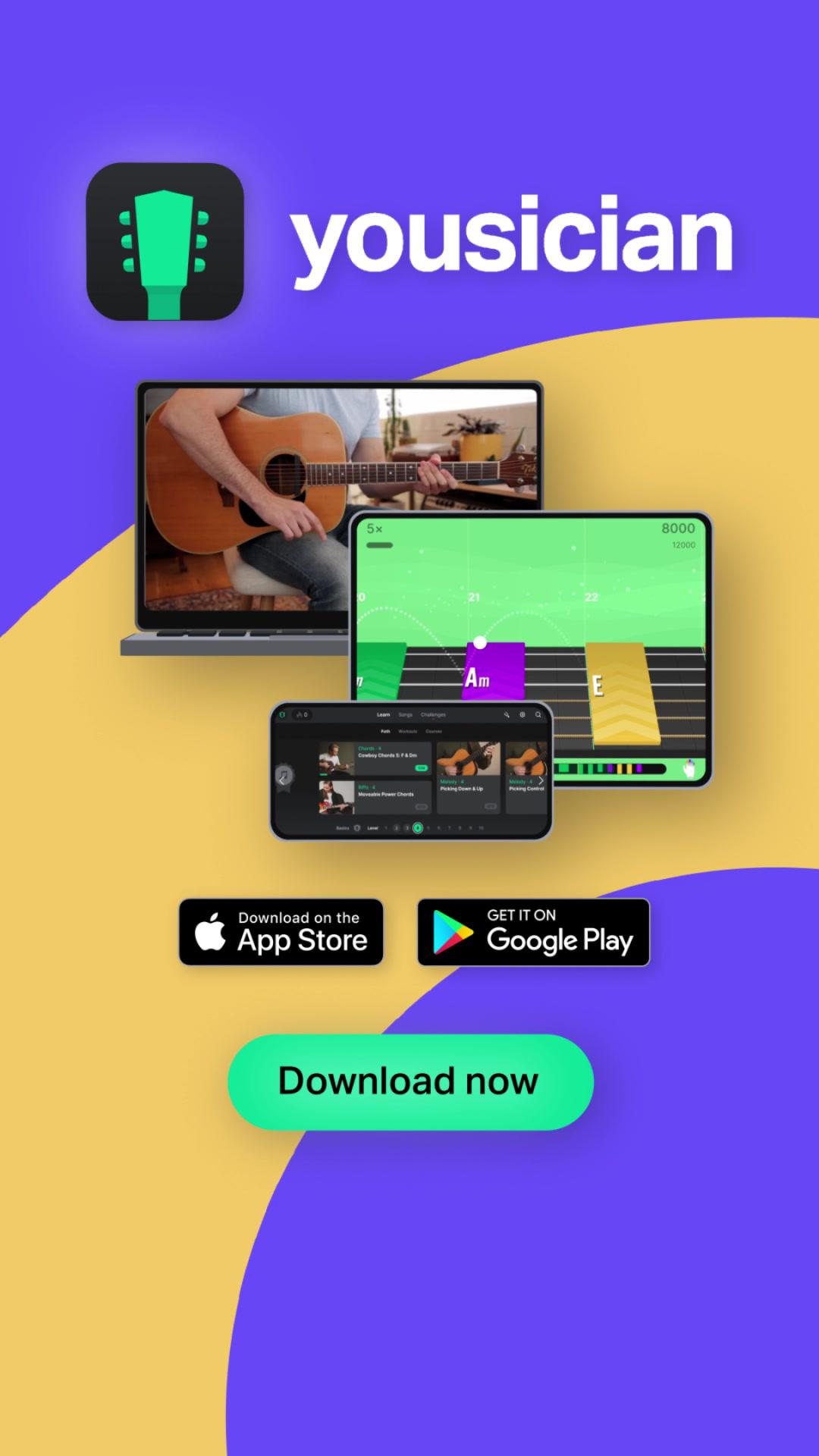 Learn to play guitar with Yousician. Get the app today!
