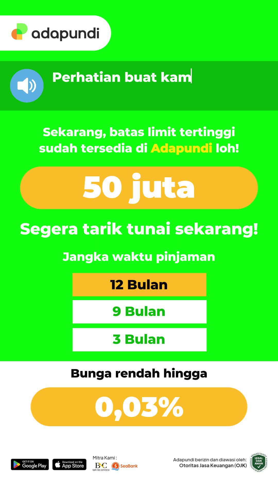 Pinjaman tanpa agunan!