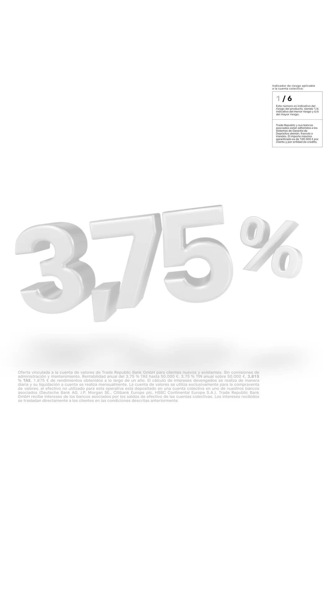 3,75 % de interés sobre tu efectivo