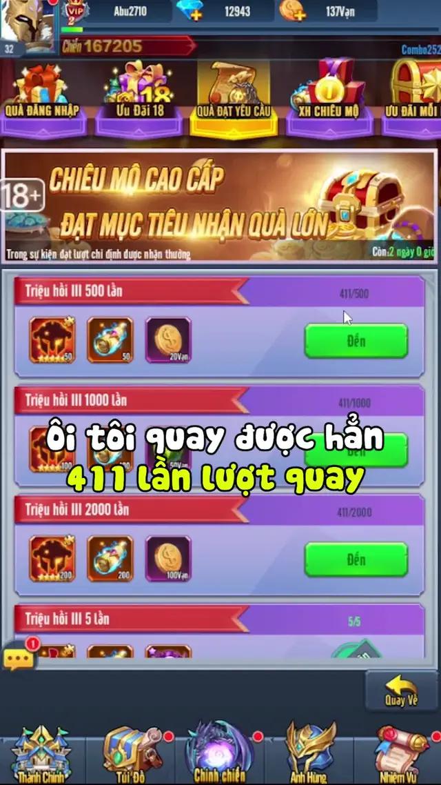 Nạp đầu chỉ từ 20 ca có ngay Nameless King SSS siêu tank siêu trâu bò thêm 100 lượt quay cao cấp!