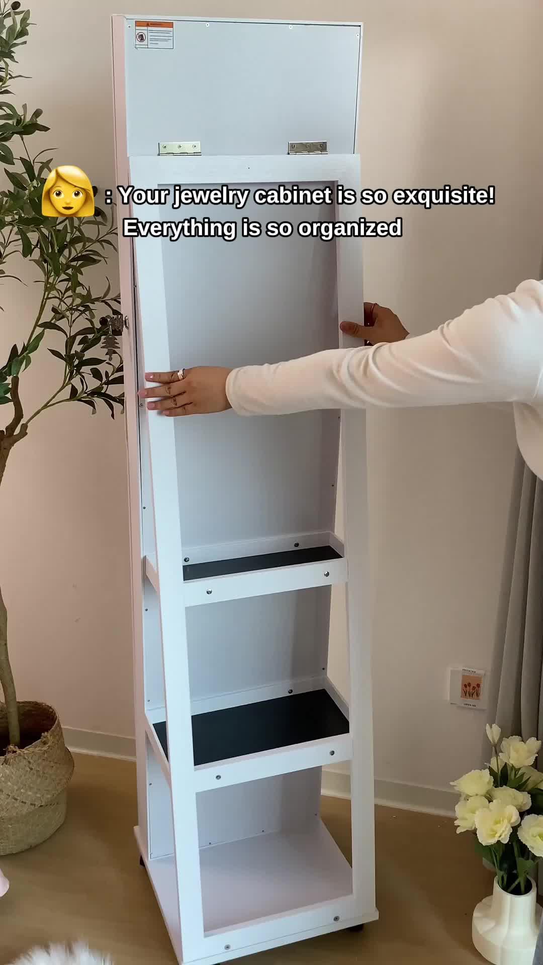 Unlock elegance with our chic Jewelry Cabinet! This is not just storage; it's a shrine for your treasures. Organize in style, reflect beauty in its mirrored facade, and upgrade your space with a touch of class. Every piece of jewelry deserves its special nook. Make this cabinet yours and revel in the sophistication it brings. #EleganceAmplified #JewelrySanctuary ✨🗝️💍