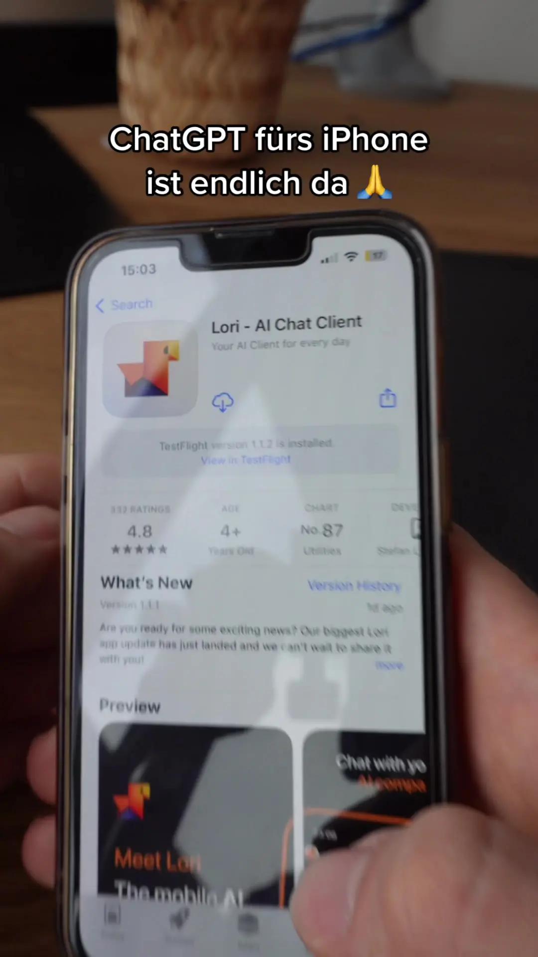 Es ist soweit! ChatGPT fürs iPhone 😎 #chatgpt #openai #lori 