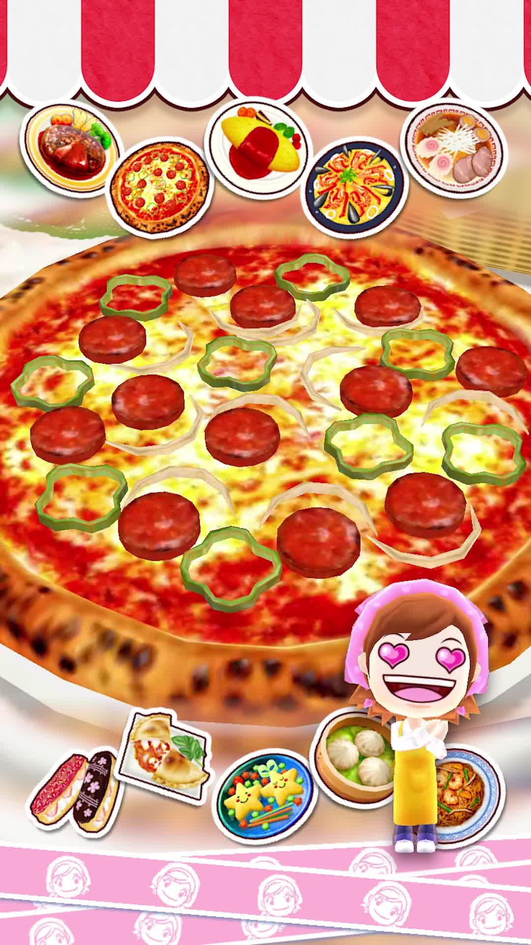 切ったり、焼いたり、煮込んだり…ゆび先操作で食材を調理して、美味しい料理のできあがり！