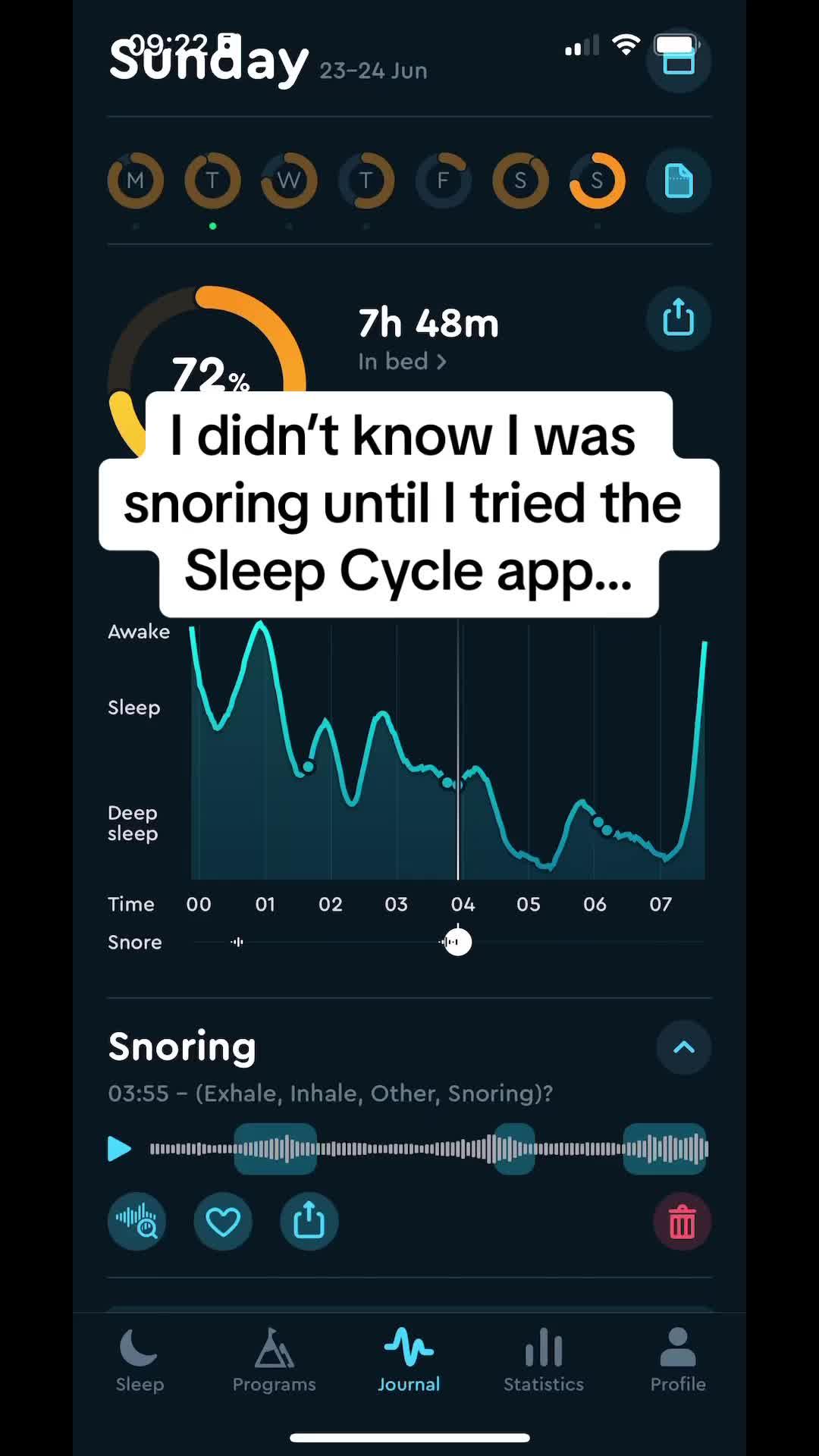 Ever wondered if you snore? Try Sleep Cycle’s recording feature.