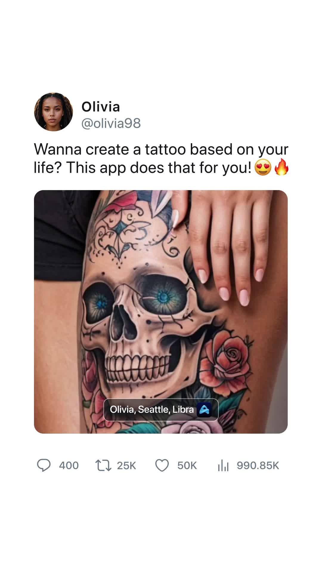 Get custom designed tattoo in a few seconds!