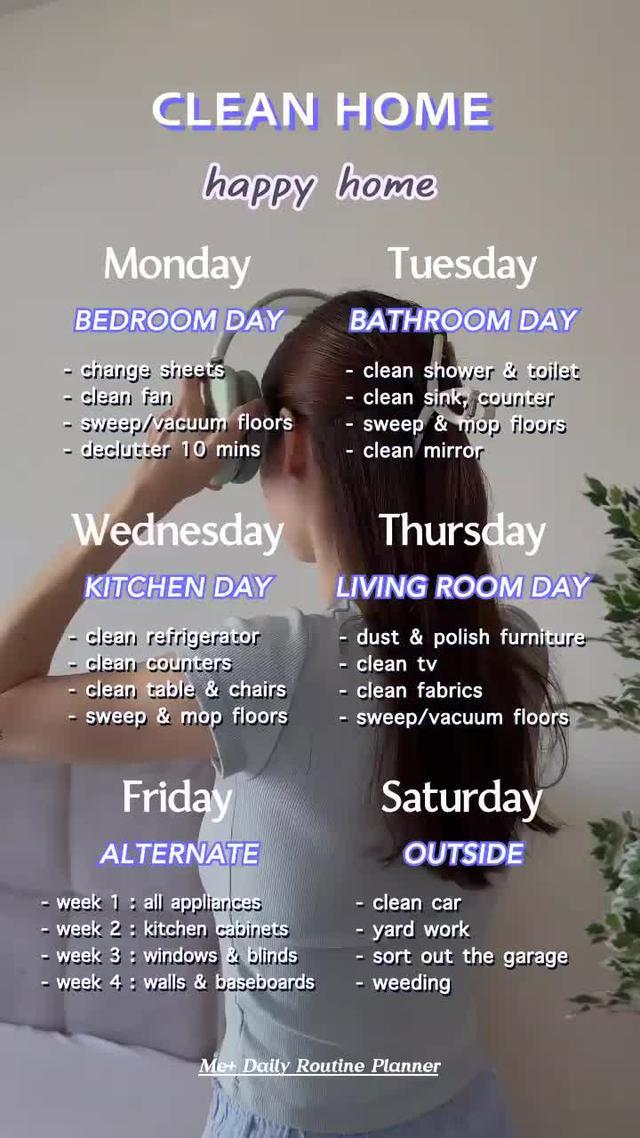 Simple Weekly Cleaning Schedule with Alarmme