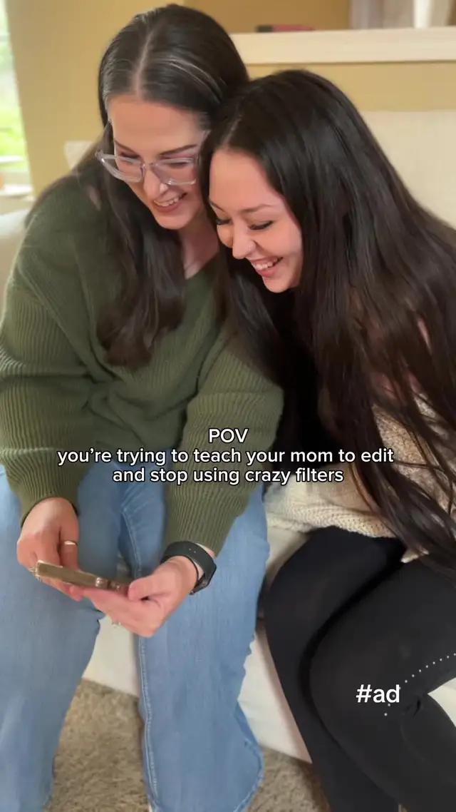 Who else has a mom guilty of over-filtered selfies? 🤣 We teamed up with @Facetune by Lightricks to help my mom enhance her natural beauty in photos, just with a brighter touch! She adored the edits we did together – they're now her new profile pic! 🤭 Saying goodbye to those crazy filters and hello to authenticity. We had a blast comparing the before and afters and it was so funny laughing about it together! #ad #facetunepartner #facetune #beforeandafter #motherdaughter #mom #photoediting #momhumor 