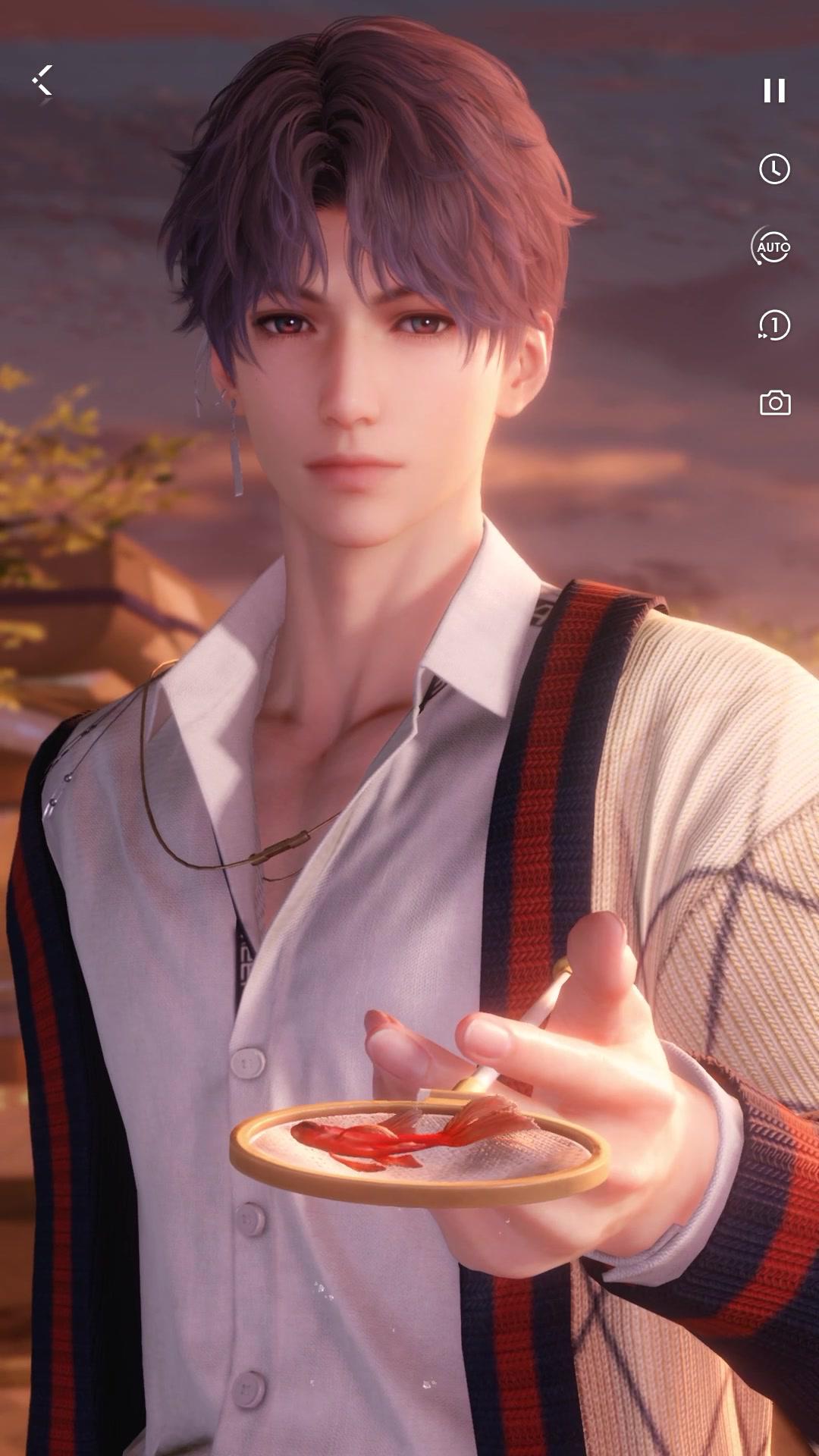 Love and Deepspace | Fish
 Ta-da! Isn't it easy to catch a fish?
 A genuine Flammula, bright as a flame. It's yours now.
  
 #LoveandDeepspace #Rafayel #otomegame #datingsimulator #datingsim #3dgame #otome #interactivegame