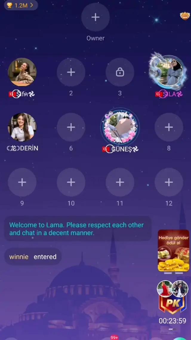 24 saat sesli sohbet odası