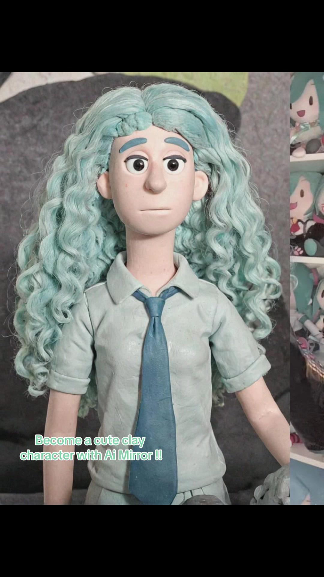 ♡ Miku as clay art !! ♡ 💕Just use the ‘Clay Art’ filter  in the Ai Mirror app, I love it, it is super cute and nostalgic. 💕 #miku #anime #aifilter #animeart #aimirror #clayartfilter