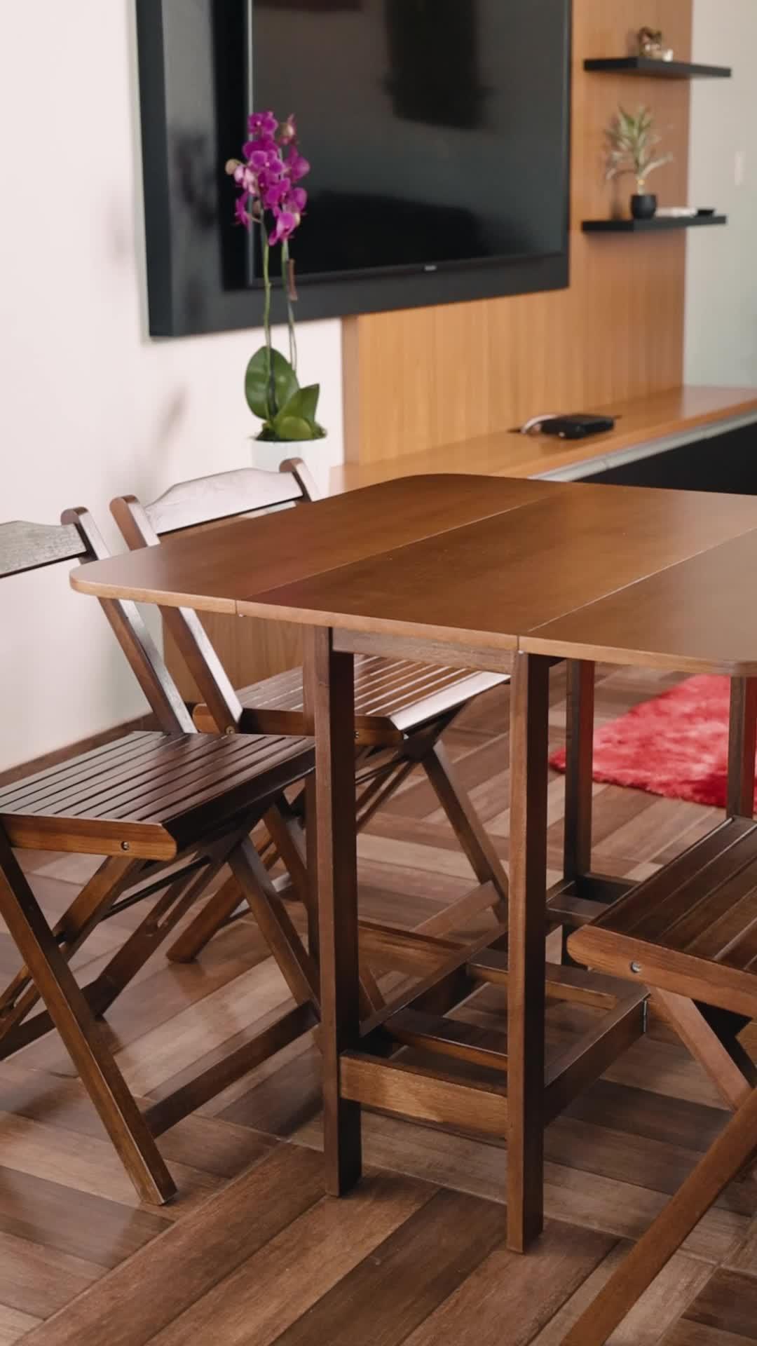 Conjunto Prático Dobrável Mesa 4 Cadeiras Mel Natural Bar