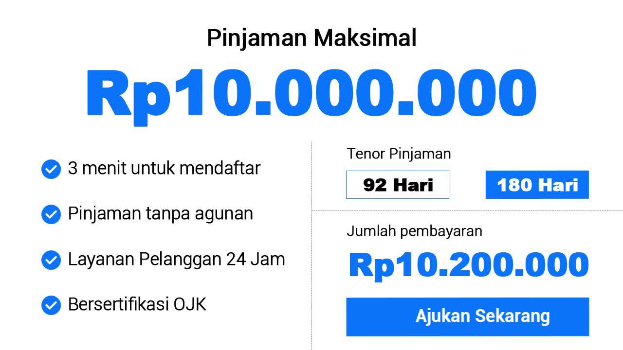 Dapatkan pinjaman hingga Rp10 juta