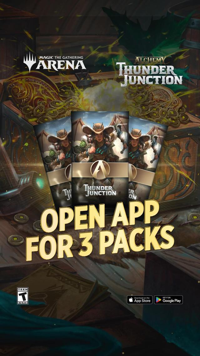 Alchemy #MTGThunder is here! Saddle up and gallop over to MTG Arena now to get your 3 packs. #MagicTheGathering